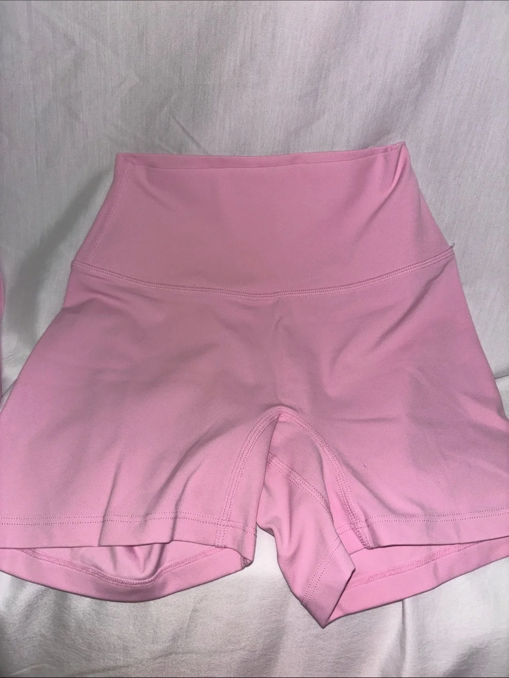 Pink Spaghetti-Strap Sports Bra & High-Waist Shorts Set